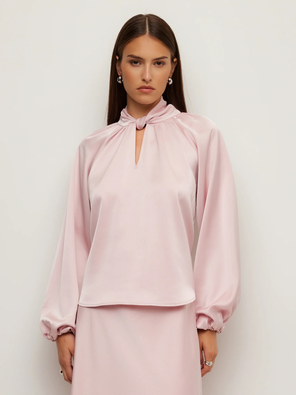Alana Keyhole Satin Blouse