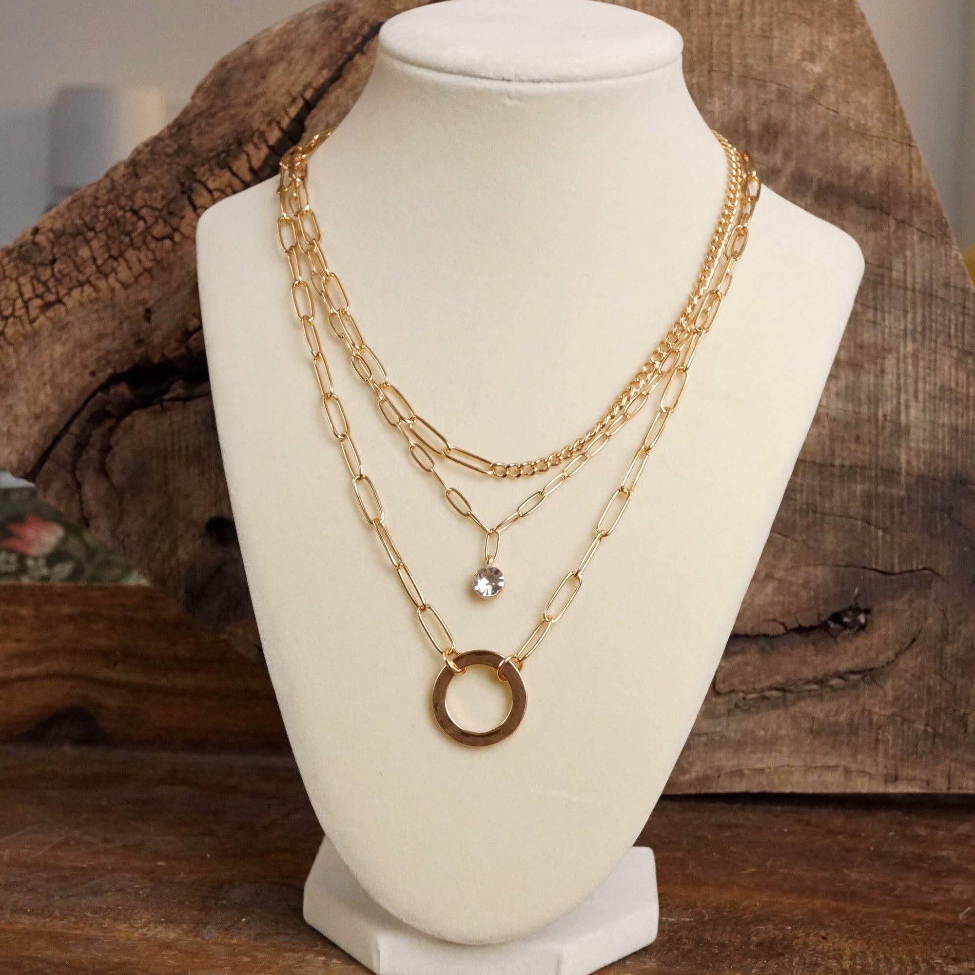 Layered Golden Necklace 3-in-1