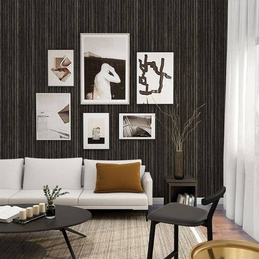 Grasscloth Black Peel and Stick Wallpaper, 28 sq. ft.