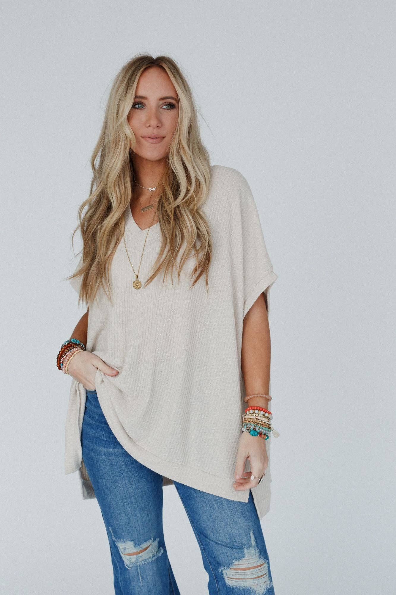 Oversized Ribbed Knit Top
