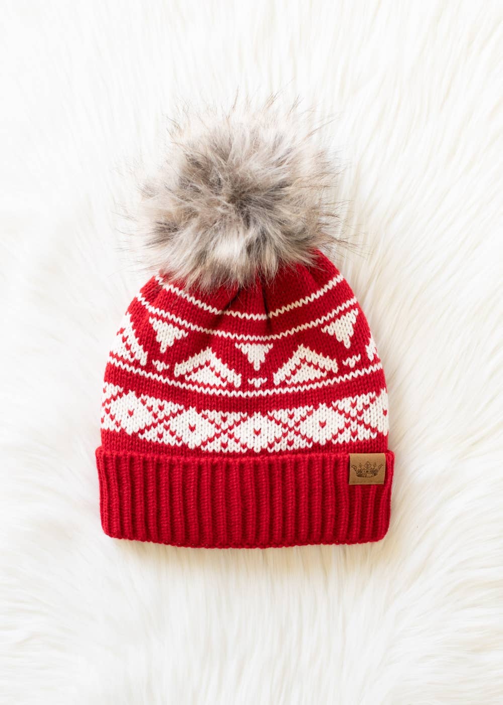 Alpine Patterned Pom Beanie