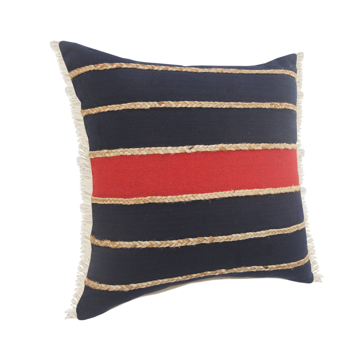 Americana Striped Throw Pillow with Jute Braiding