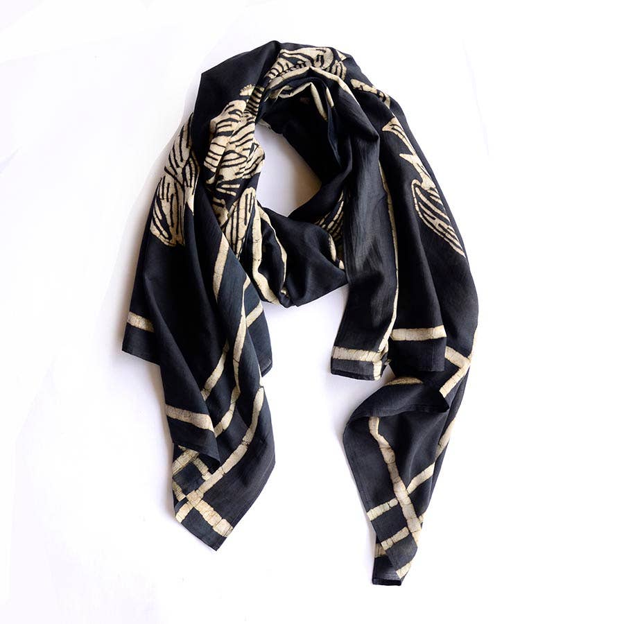 Artisan handmade cotton blockprint women scarf/wrap - Jungle