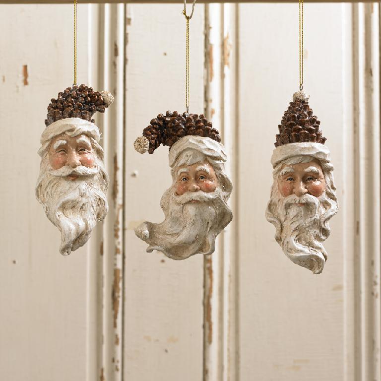 Assorted Pinecone Santa Head Ornaments