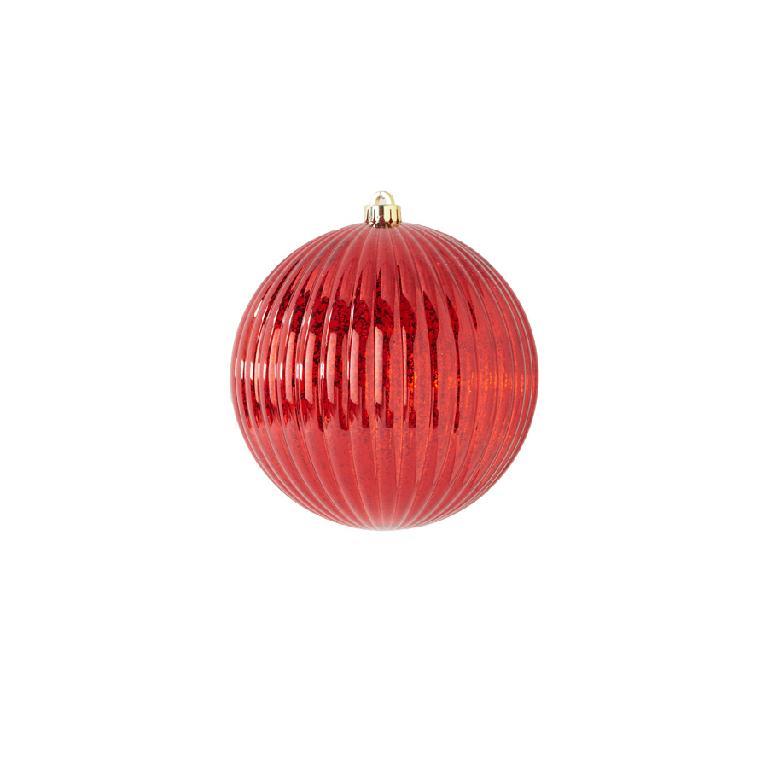 Red Mercury Ribbed Round Shatterproof Ornament