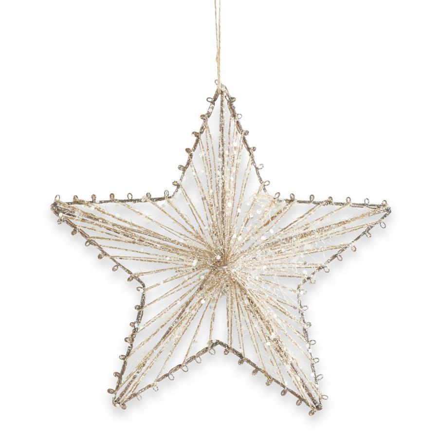 8" Glittered Jute Star Ornament