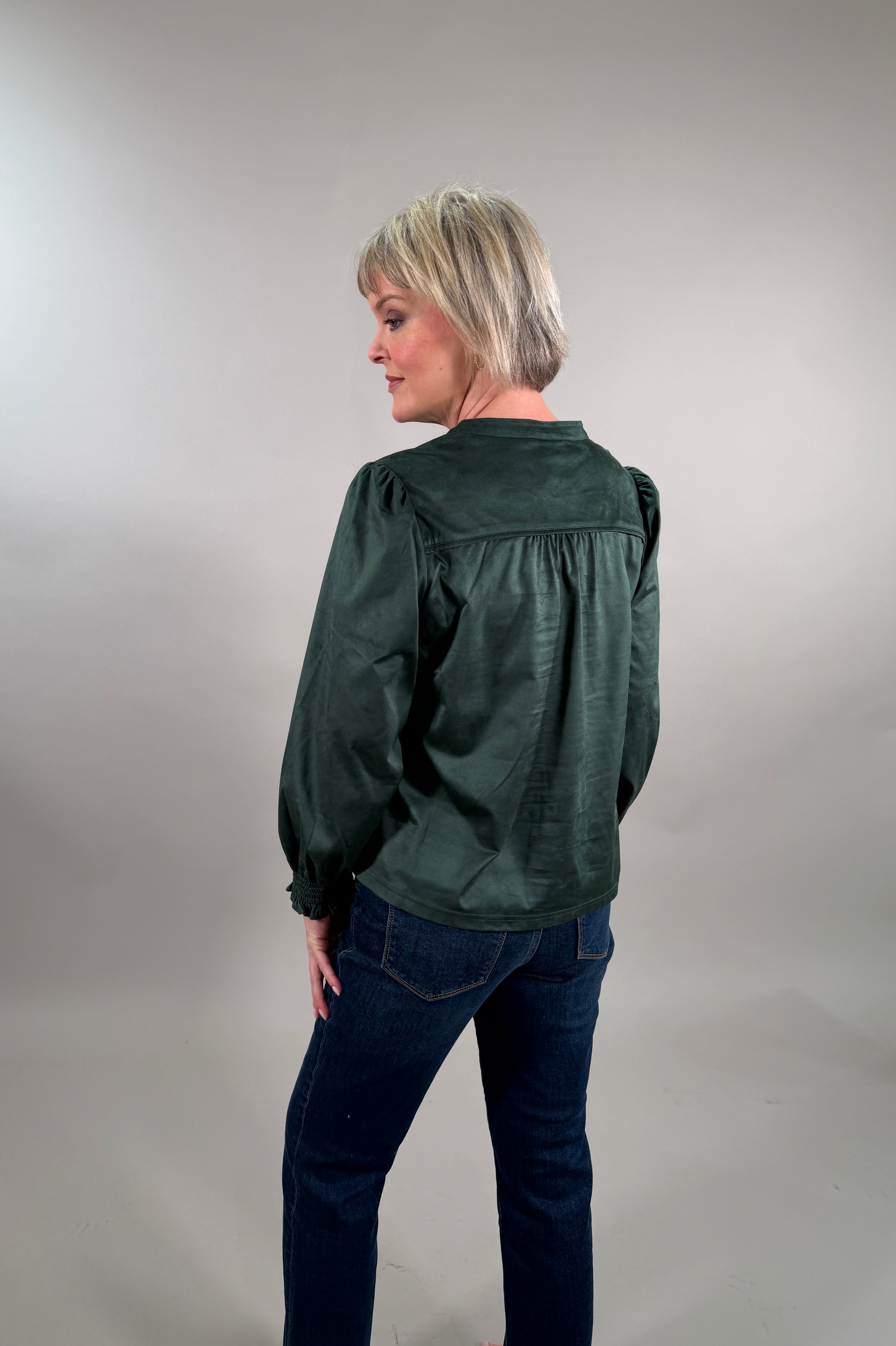 Sueded Texture V-Neck Blouse