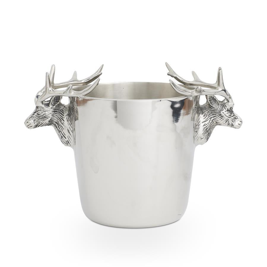 11.5" Polished Silver Ice Bucket with Deer