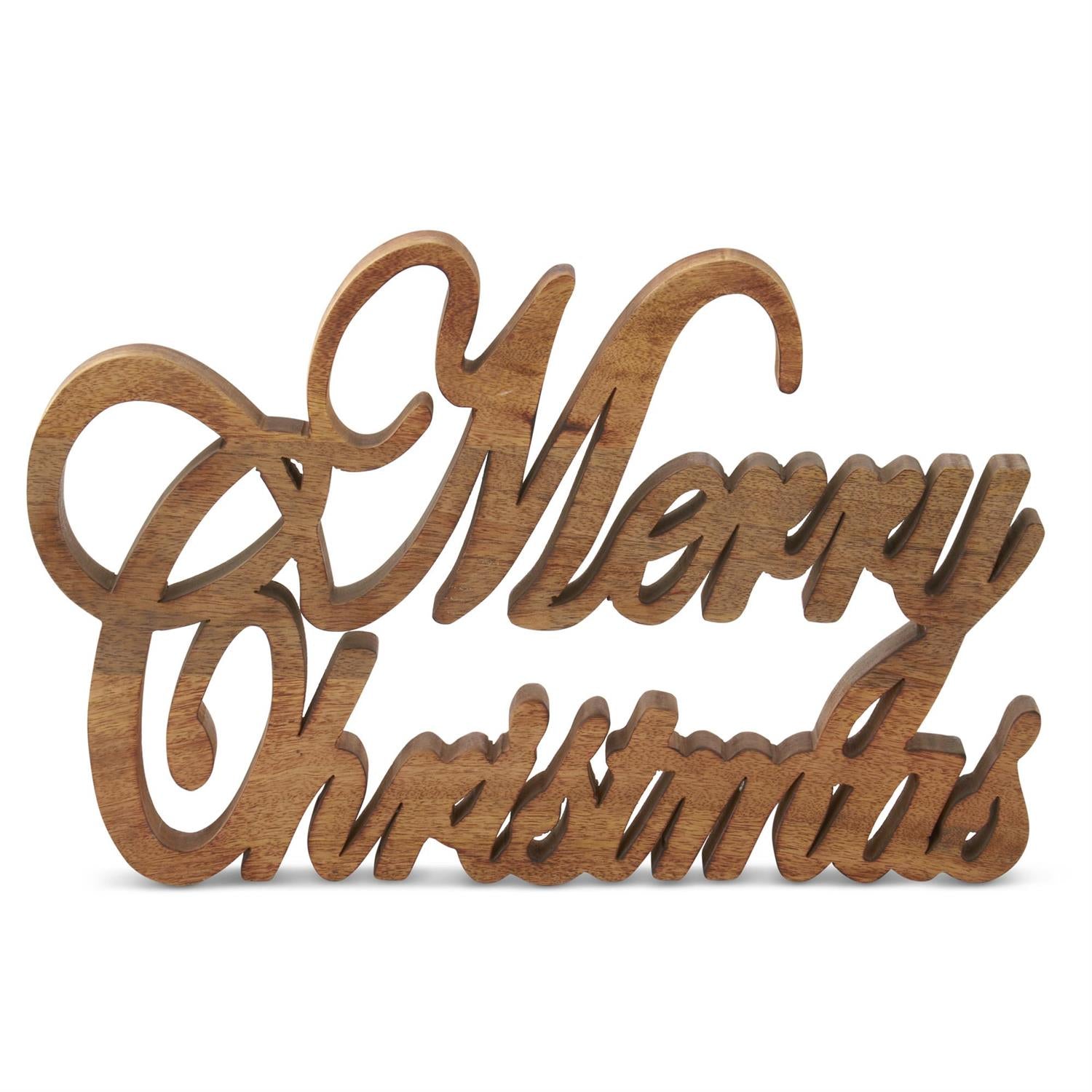 17" Dark Brown Wood "Merry Christmas" Cutout
