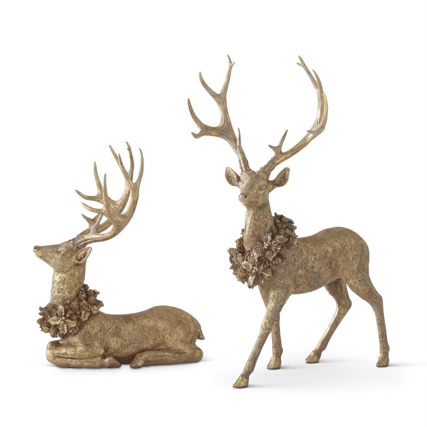 Set of 2 Gold Resin Deers