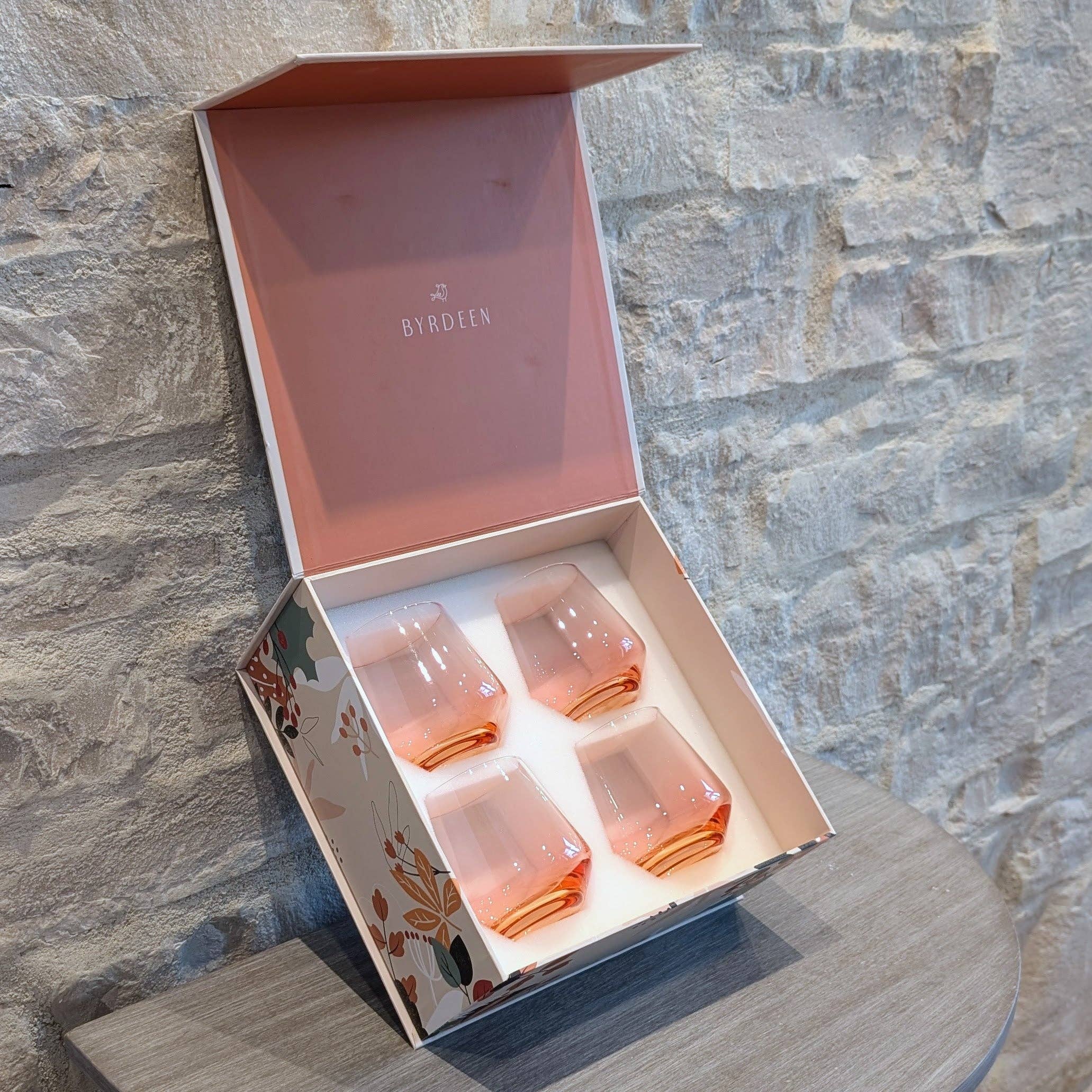 Amber Stemless Glass Set