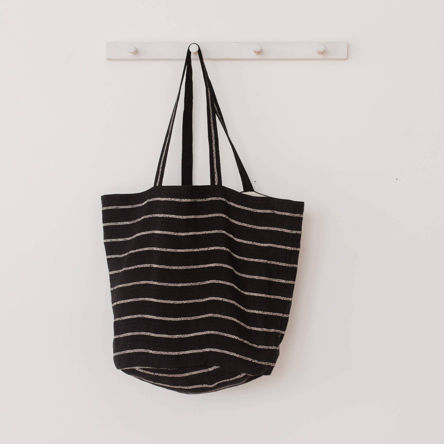 Shoulder Bag, jute / Chloe black natural stripe