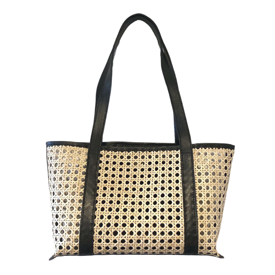 Cane & Leather Large Tote
