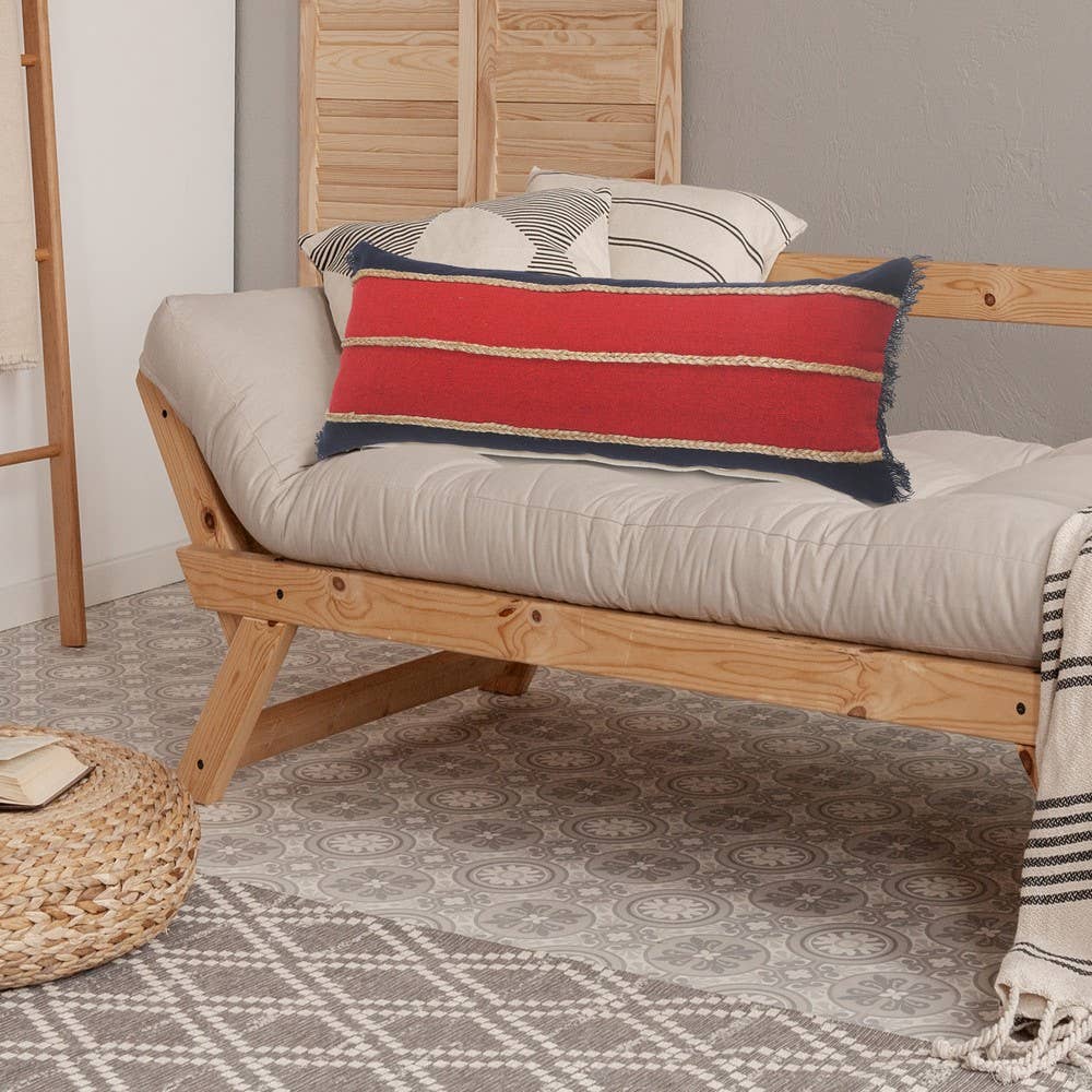 Americana Striped Throw Pillow with Jute Braiding