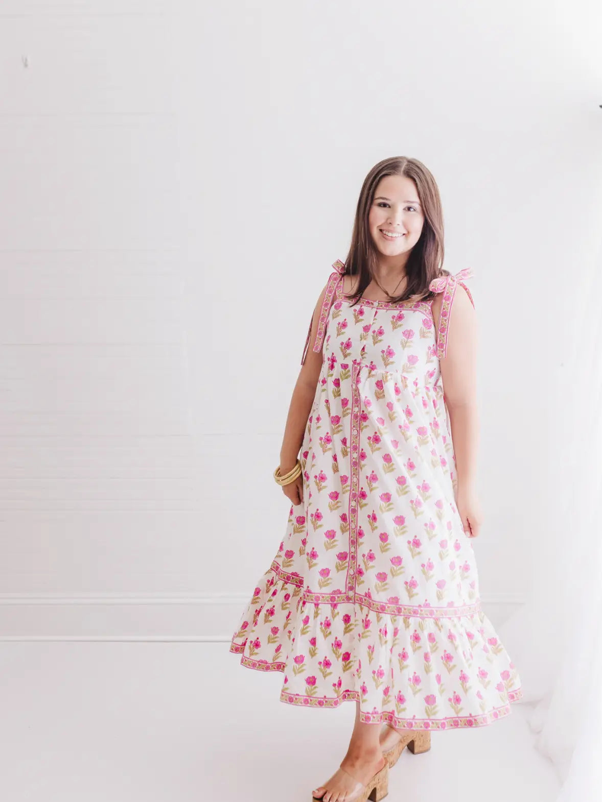 Magnolia Floral Bow Maxi Dress