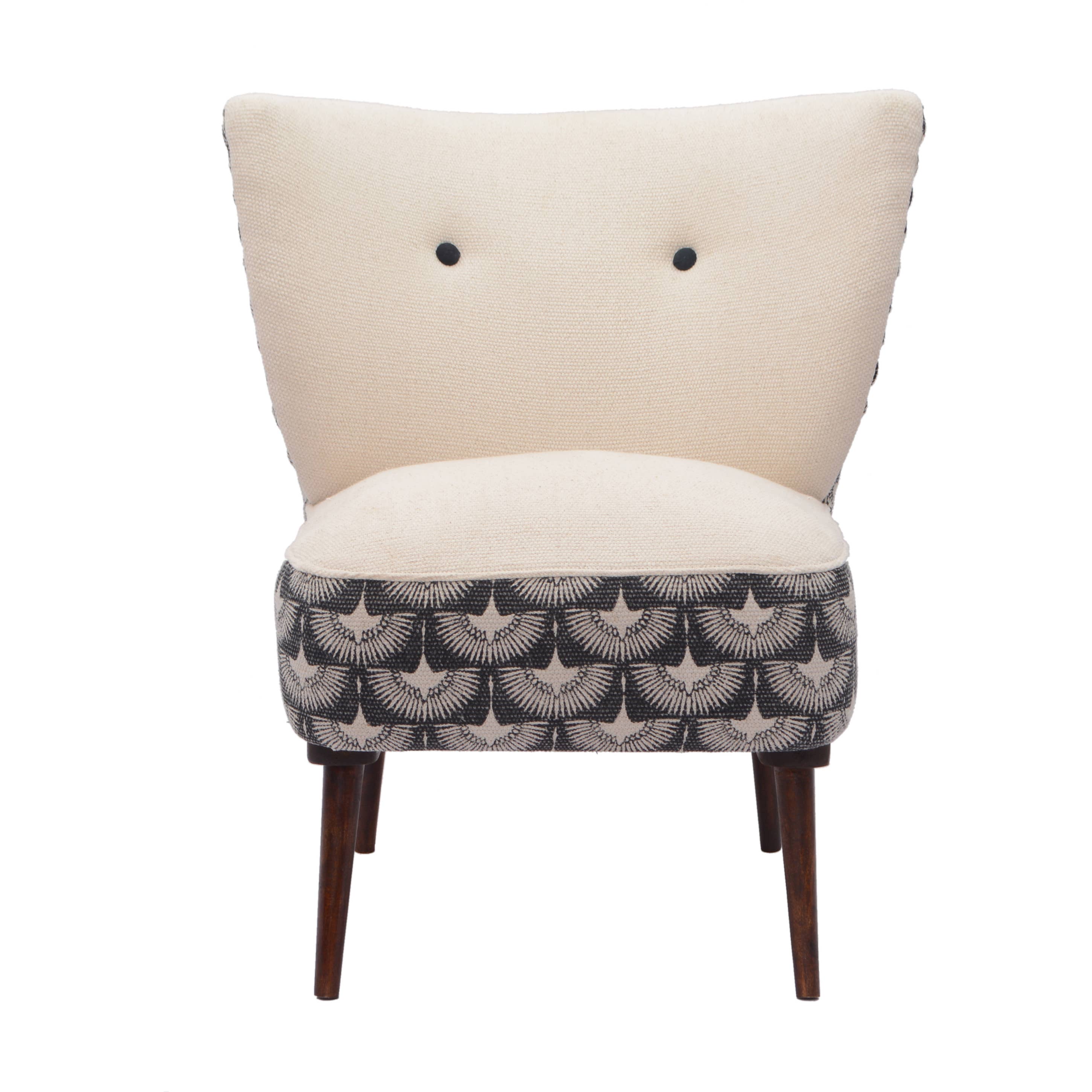 Handmade Cream/Charcoal Geometric Organic Cotton Chair