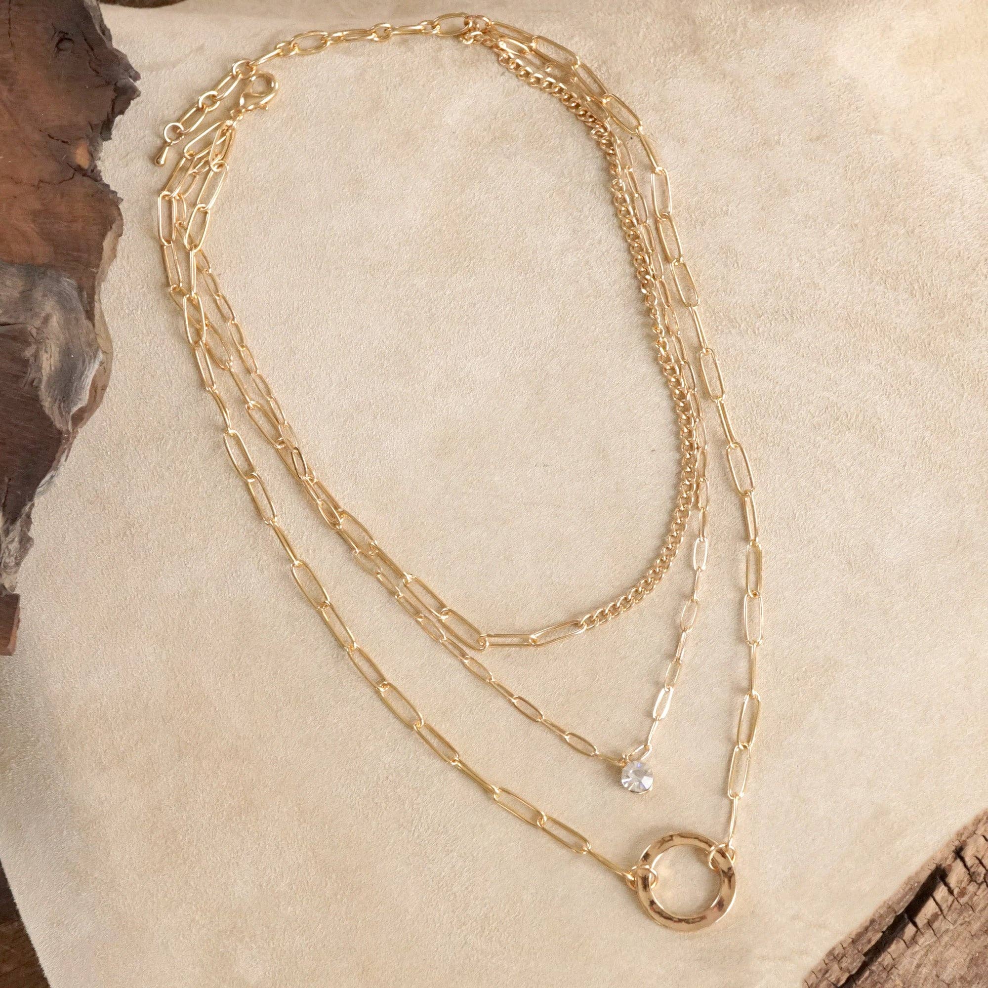 Layered Golden Necklace 3-in-1