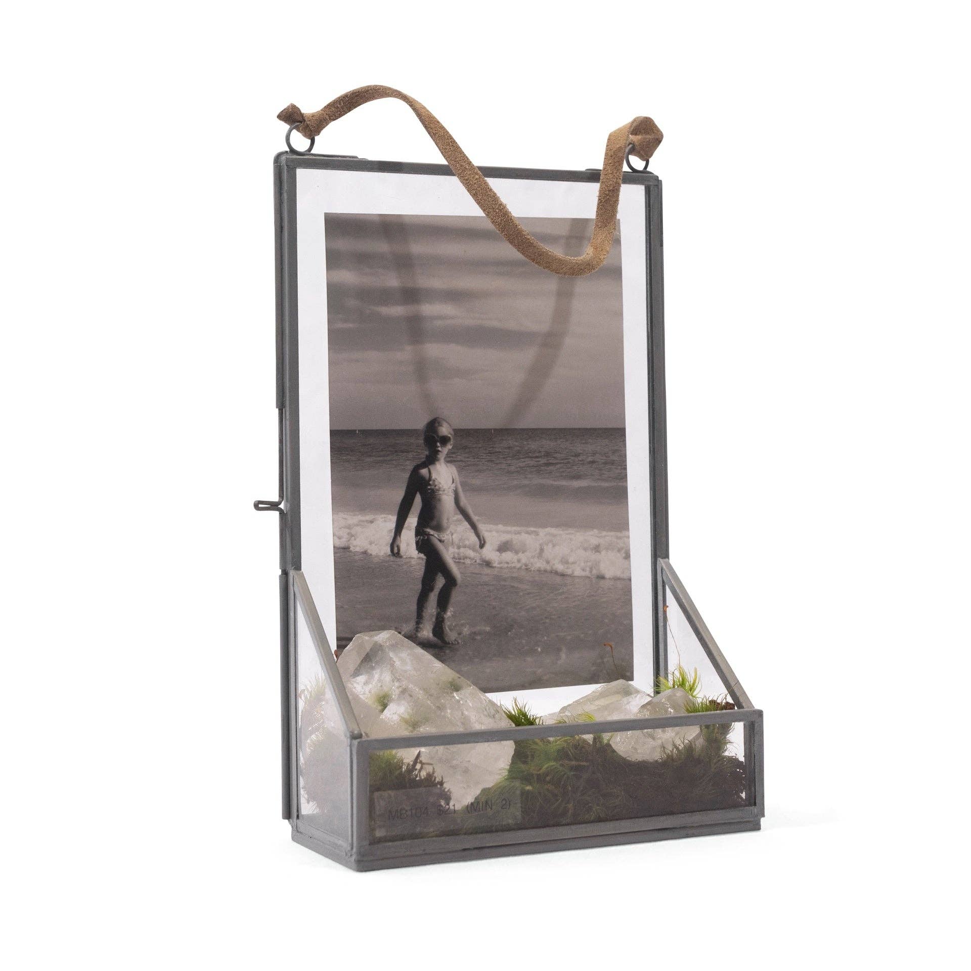 Hanging Glass and Zinc Memory Box - 8" x 5" x 2"
