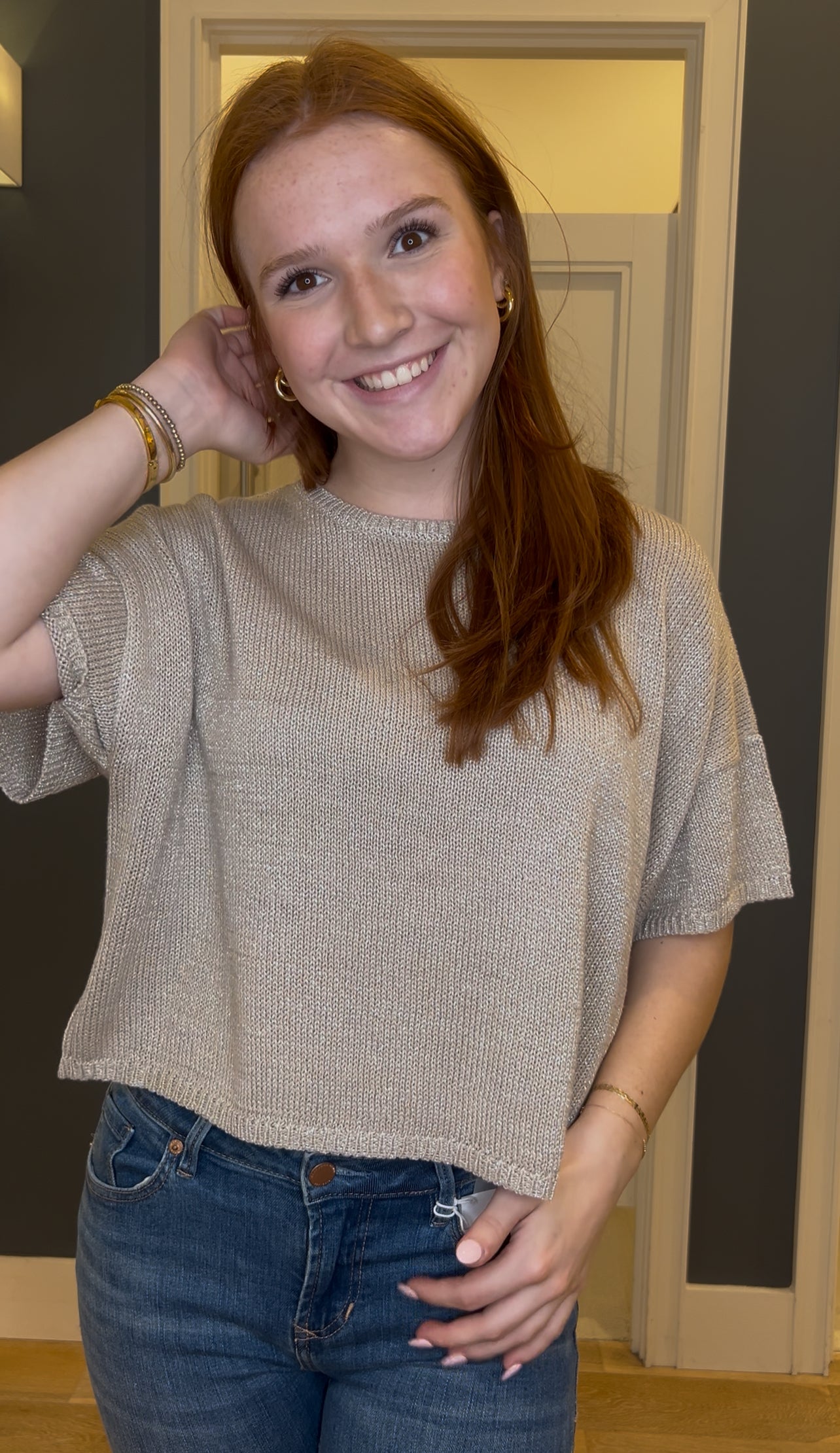 3/4 Sleeve Sparkle Sweater