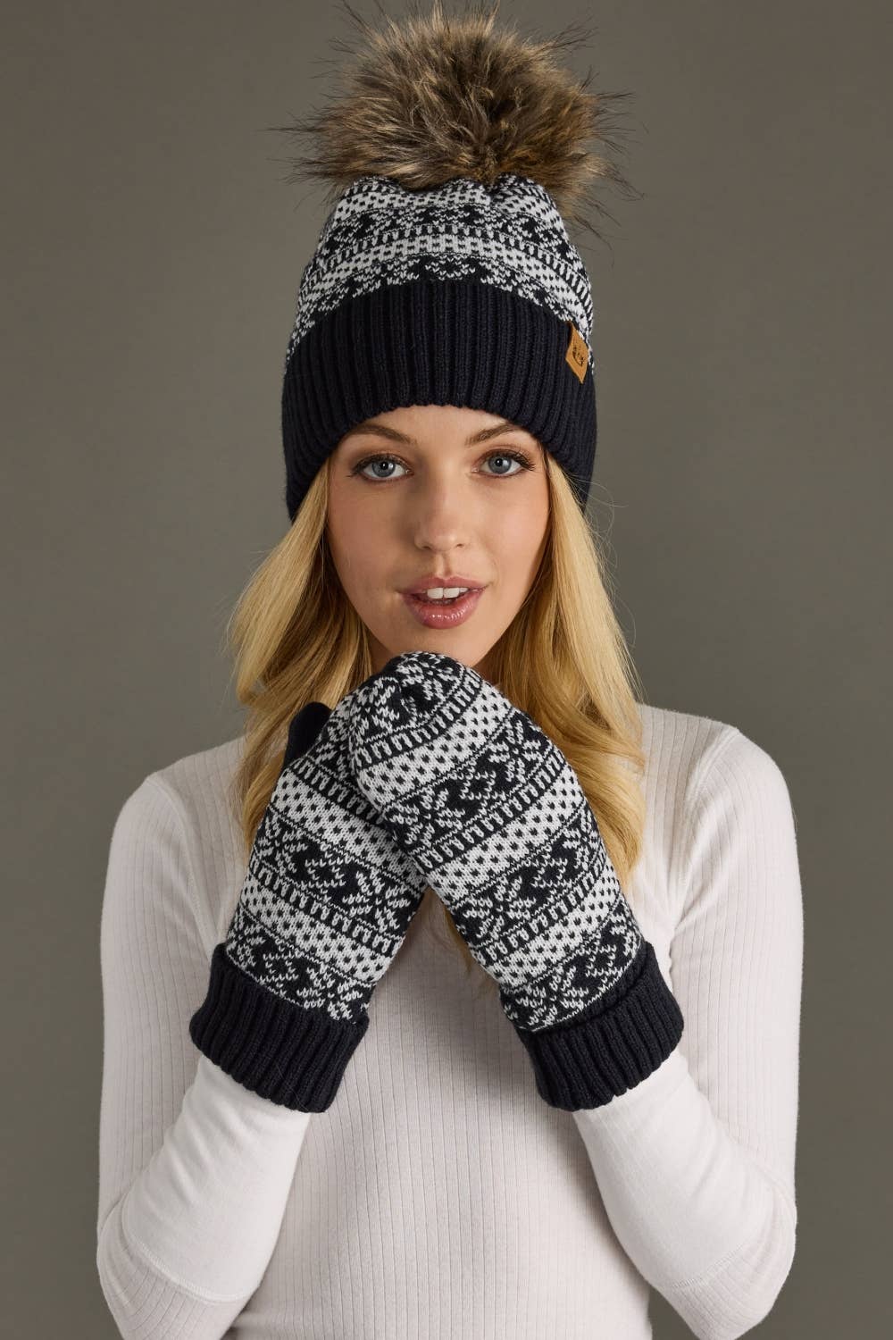 Alpine Patterned Pom Beanie