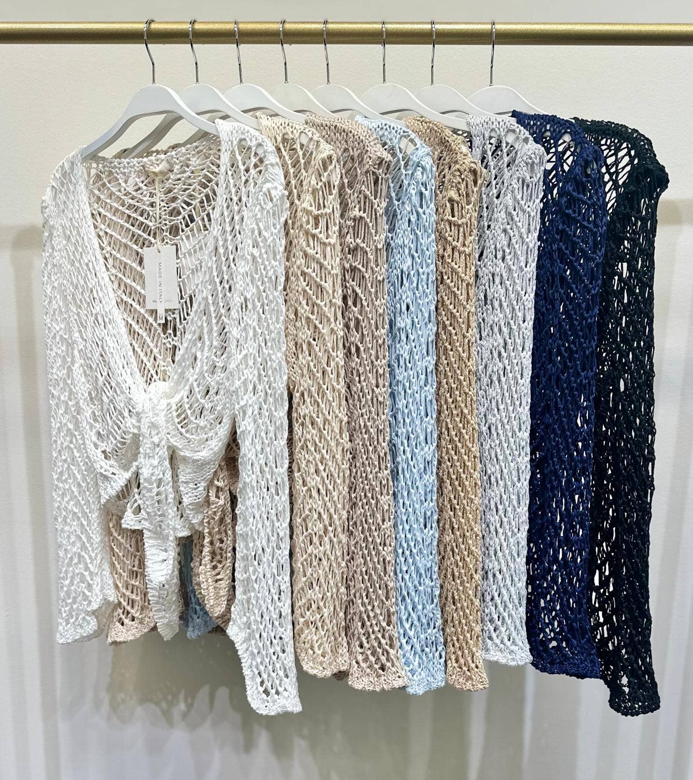 Silver Open Knit Crochet Tie Top