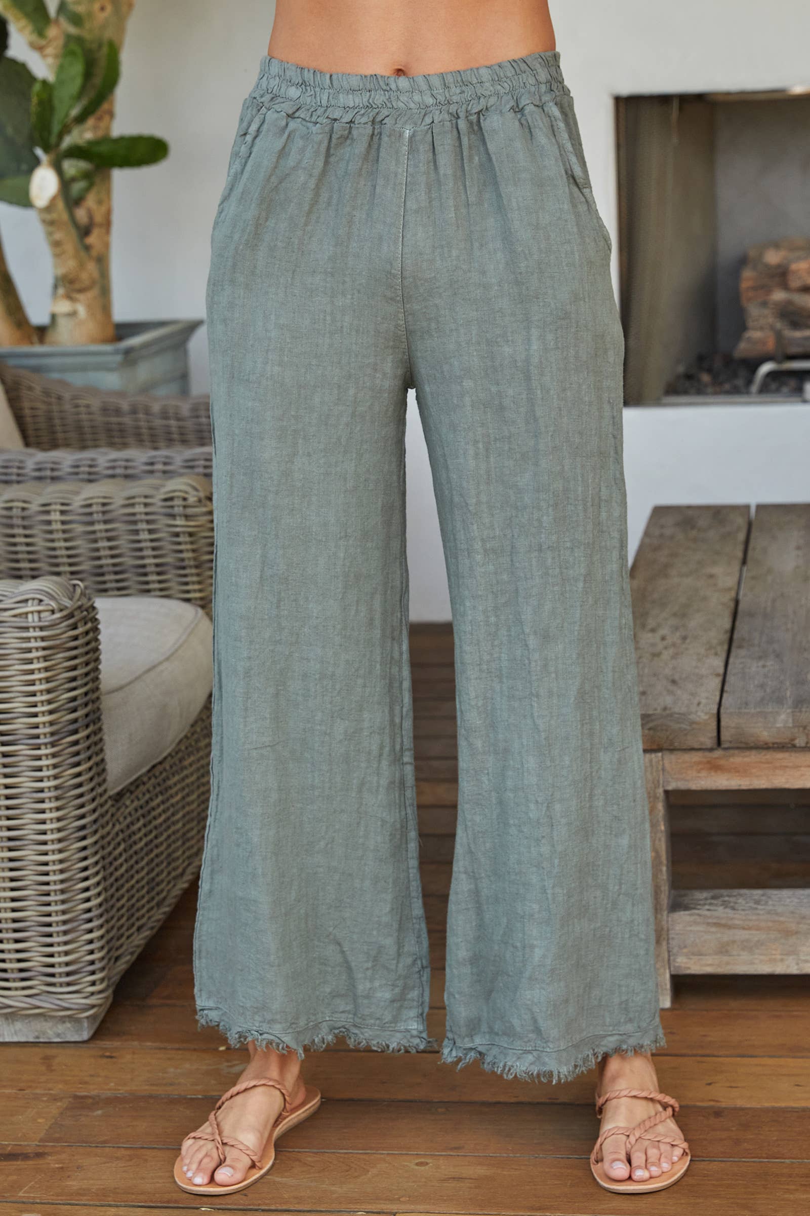 Italian Linen Pants with Raw Hem