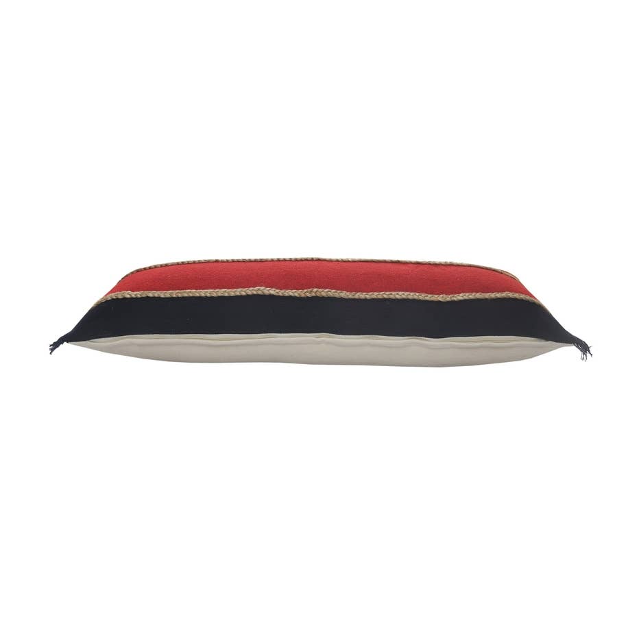 Americana Striped Throw Pillow with Jute Braiding