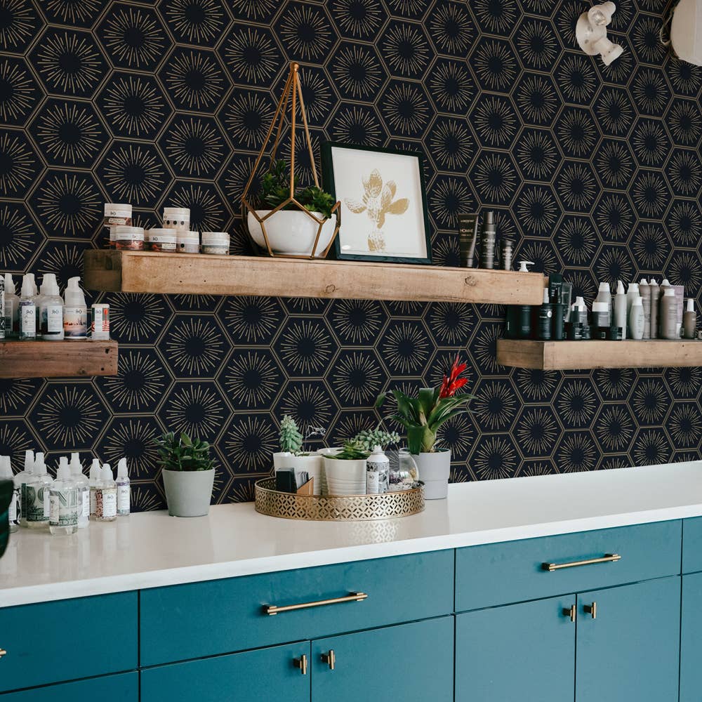 Hello Sunshine Gatsby Gold P&S Wallpaper, 56 sq. ft.