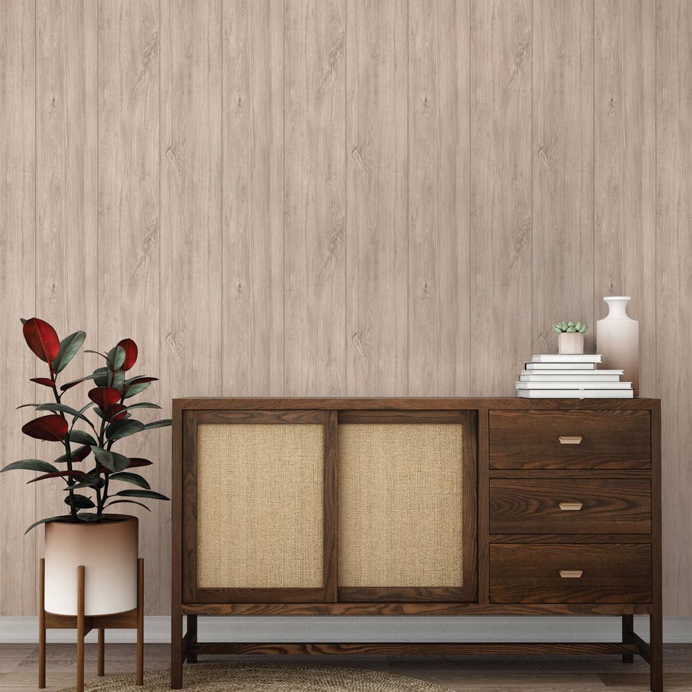 Wide Plank White Peel and Stick Wallpaper, 28 sq. ft.