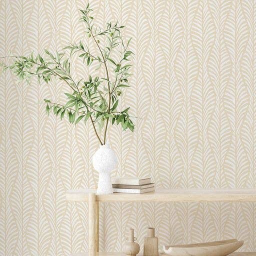 Block Print Leaves Clay Peel and Stick Wallpaper, 28 sq. ft.