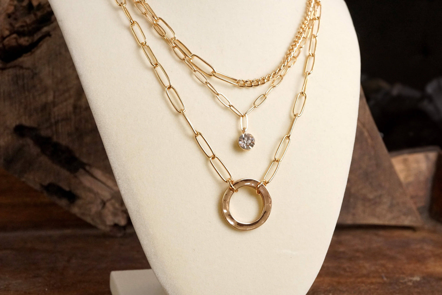 Layered Golden Necklace 3-in-1