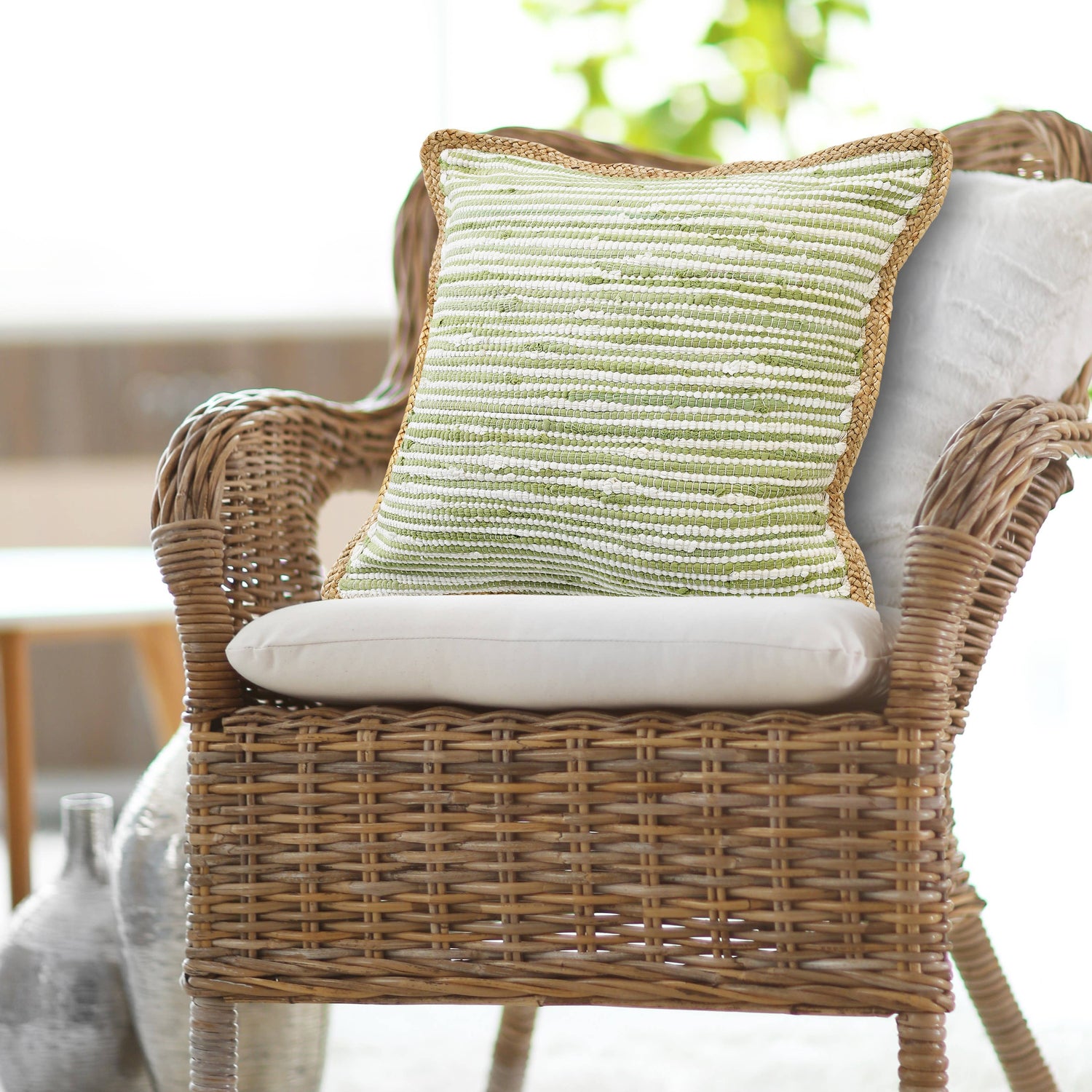 Jute Bordered Throw Pillow