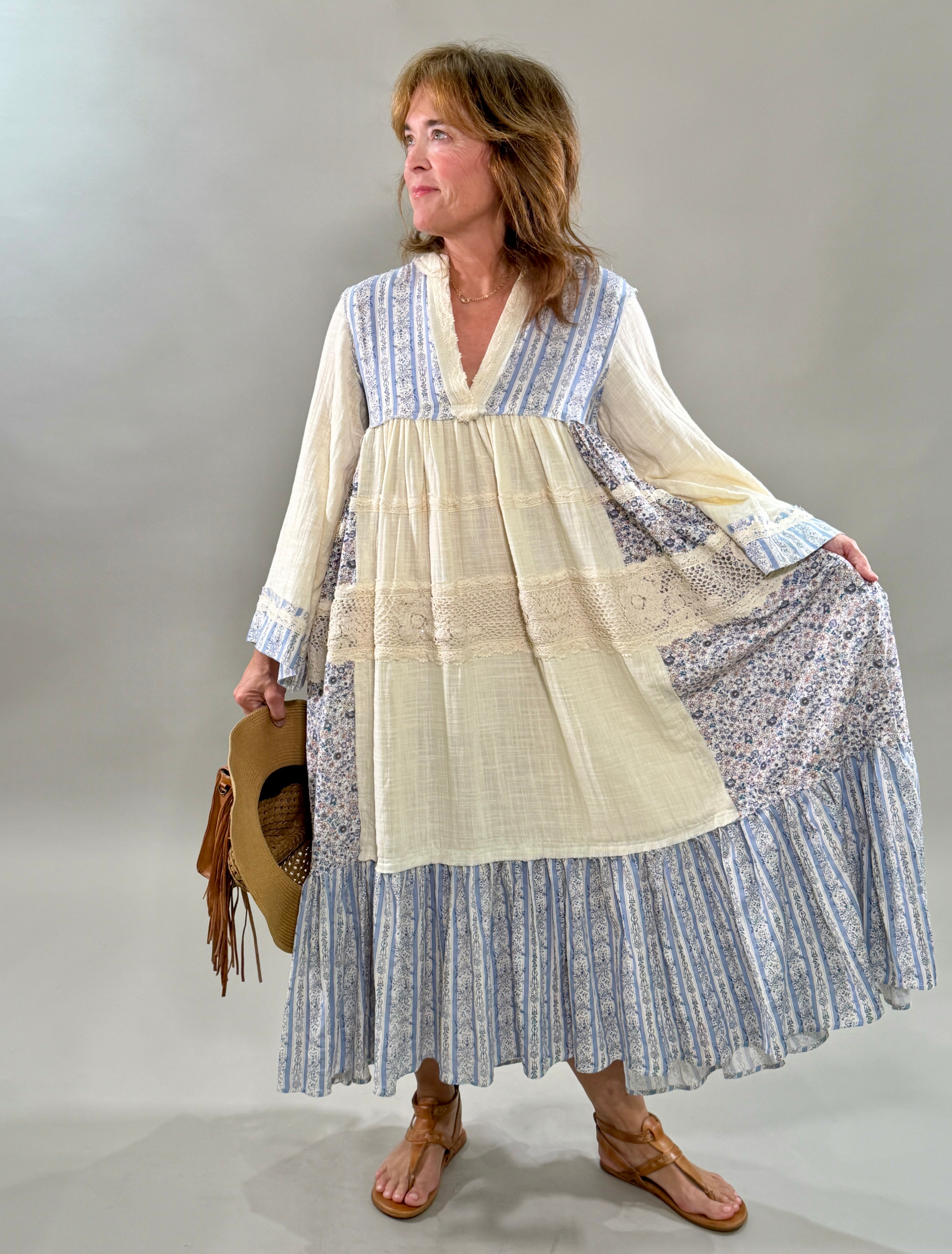 Boho Natural Blue Multi Dress