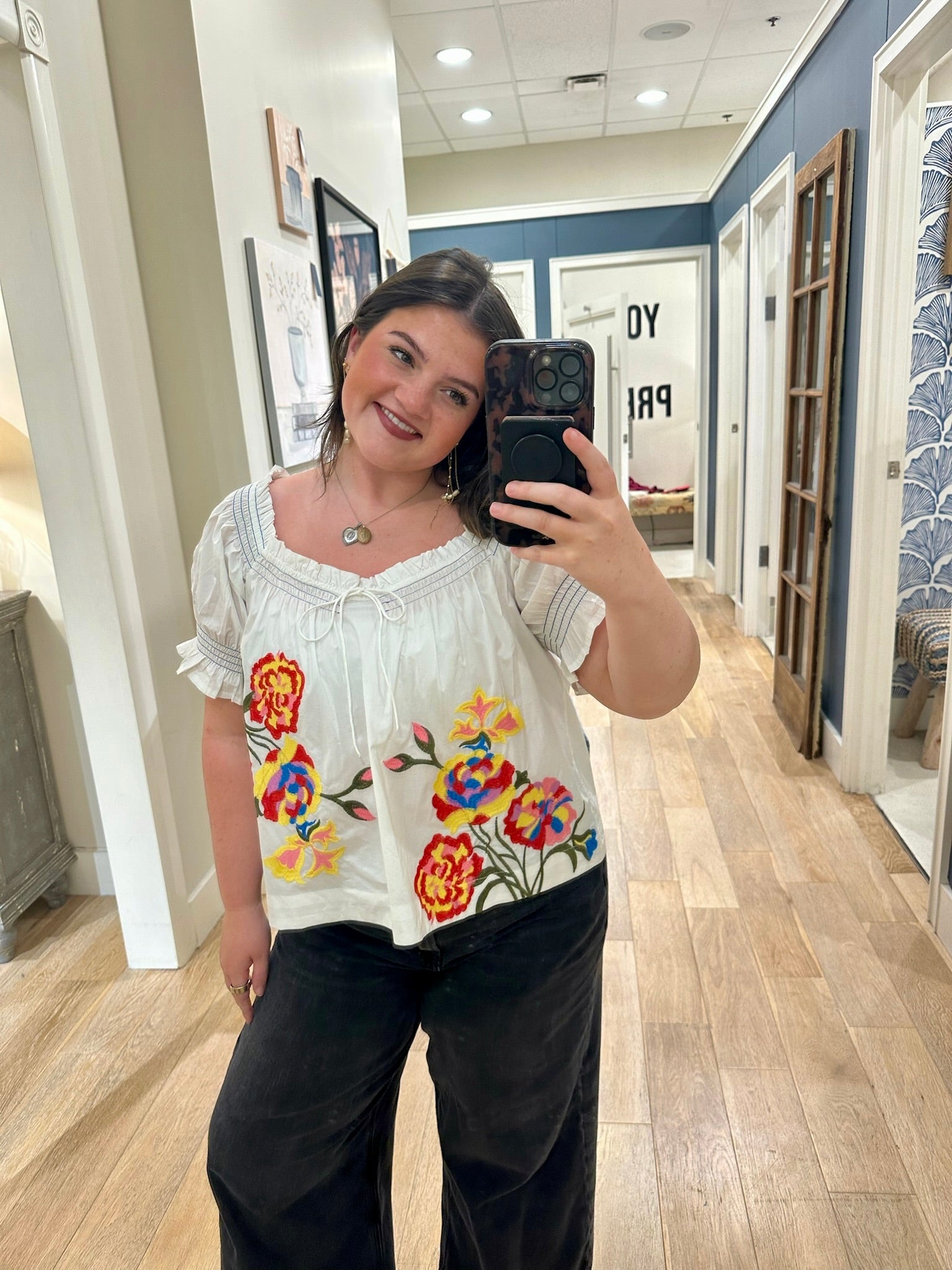 Colorful Bouqet Embroidered Blouse