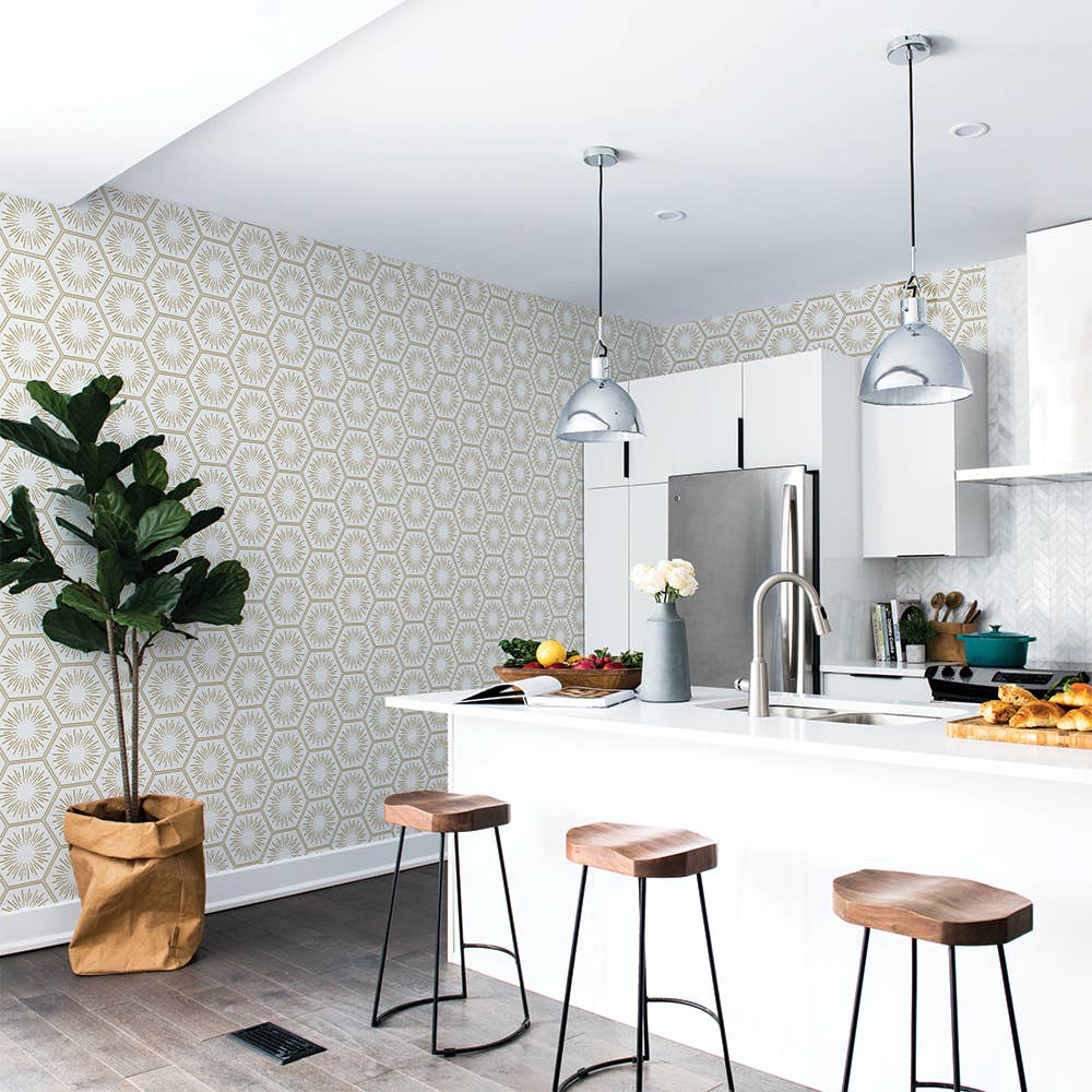 Hello Sunshine Gold Peel and Stick Wallpaper, 28 sq. ft.