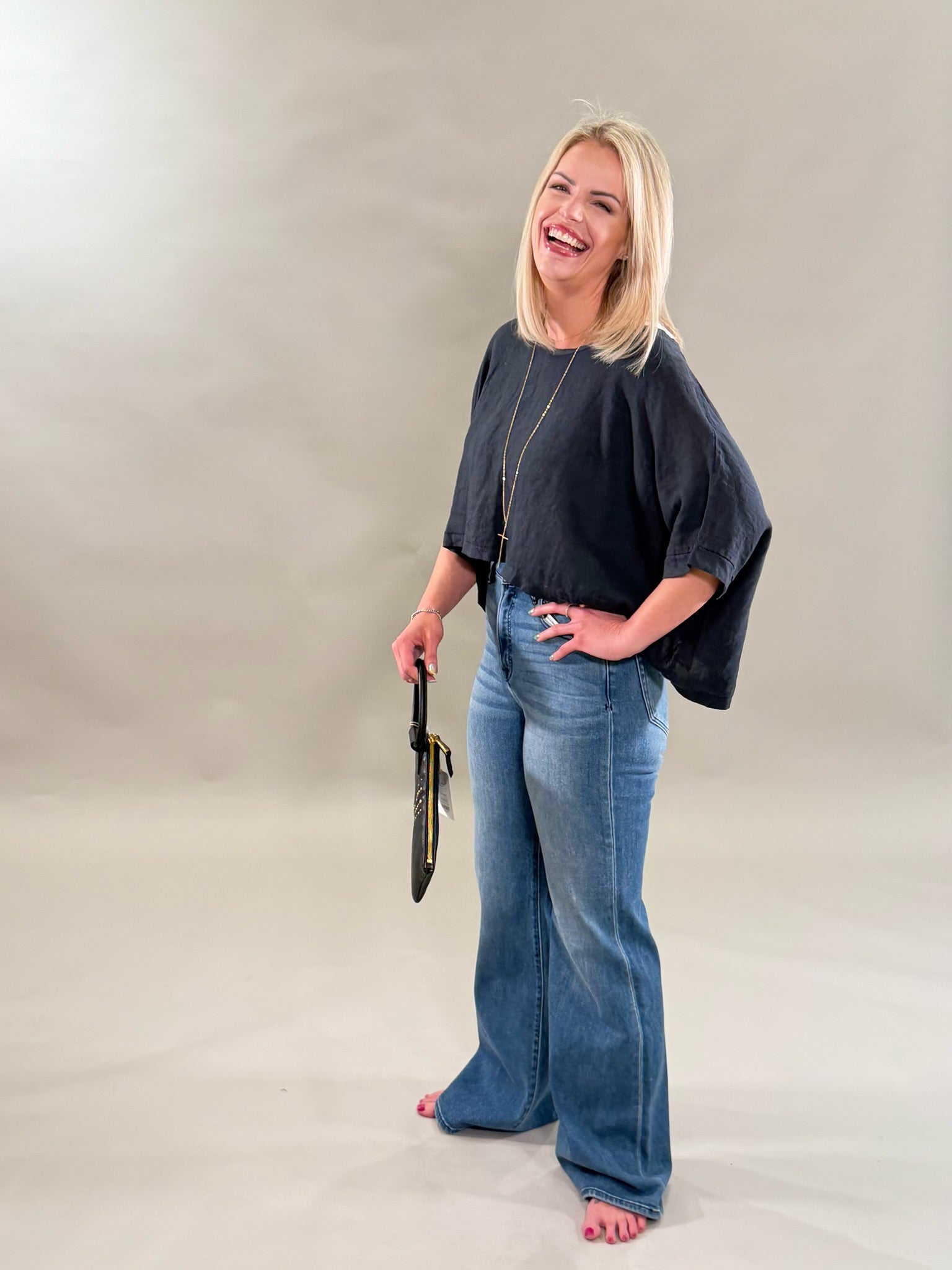 Cropped Linen Boxy Tee