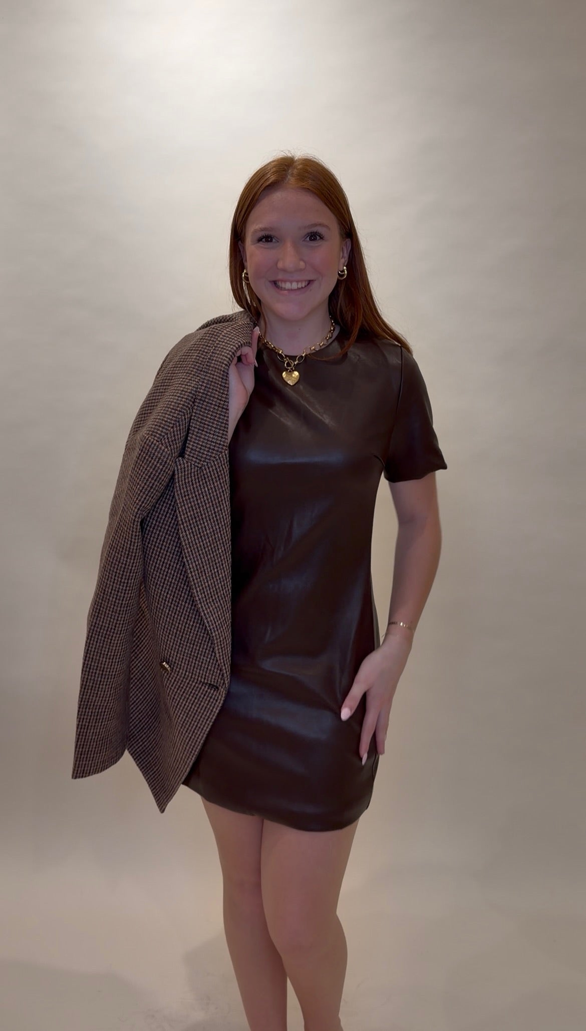 Straight Fit Houndstooth Blazer Jacket