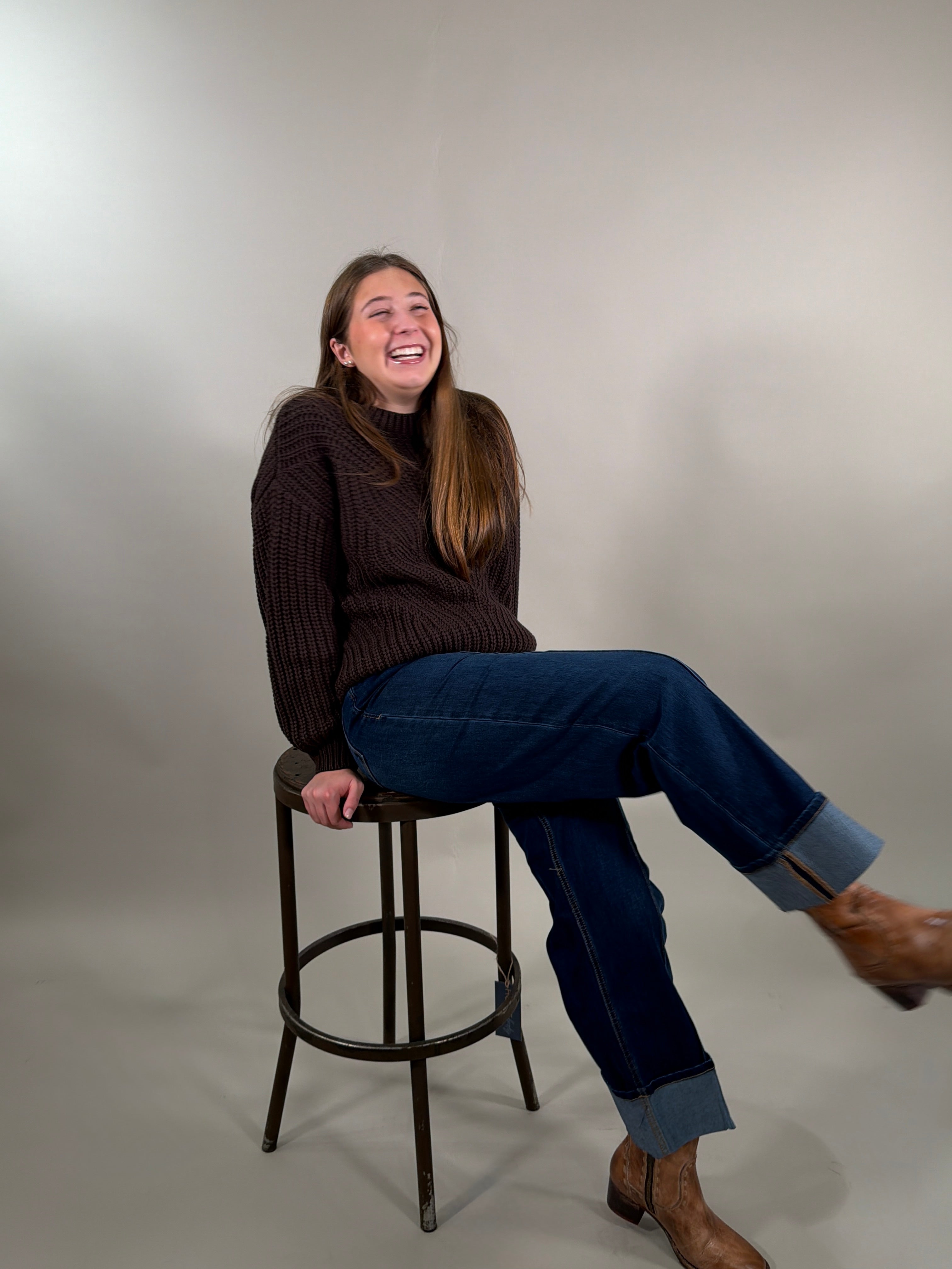 Chunky Cable Knit Brown Sweater