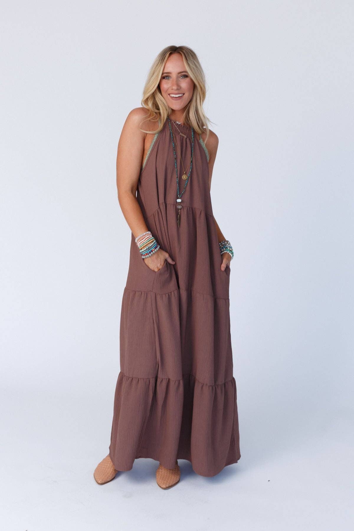 Waffle Tiered Maxi Dress