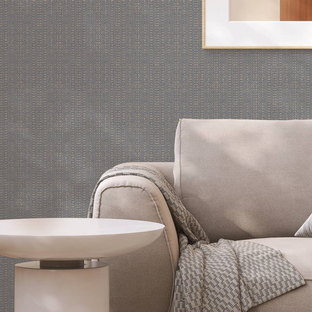 Batik Stripe Denim Peel and Stick Wallpaper