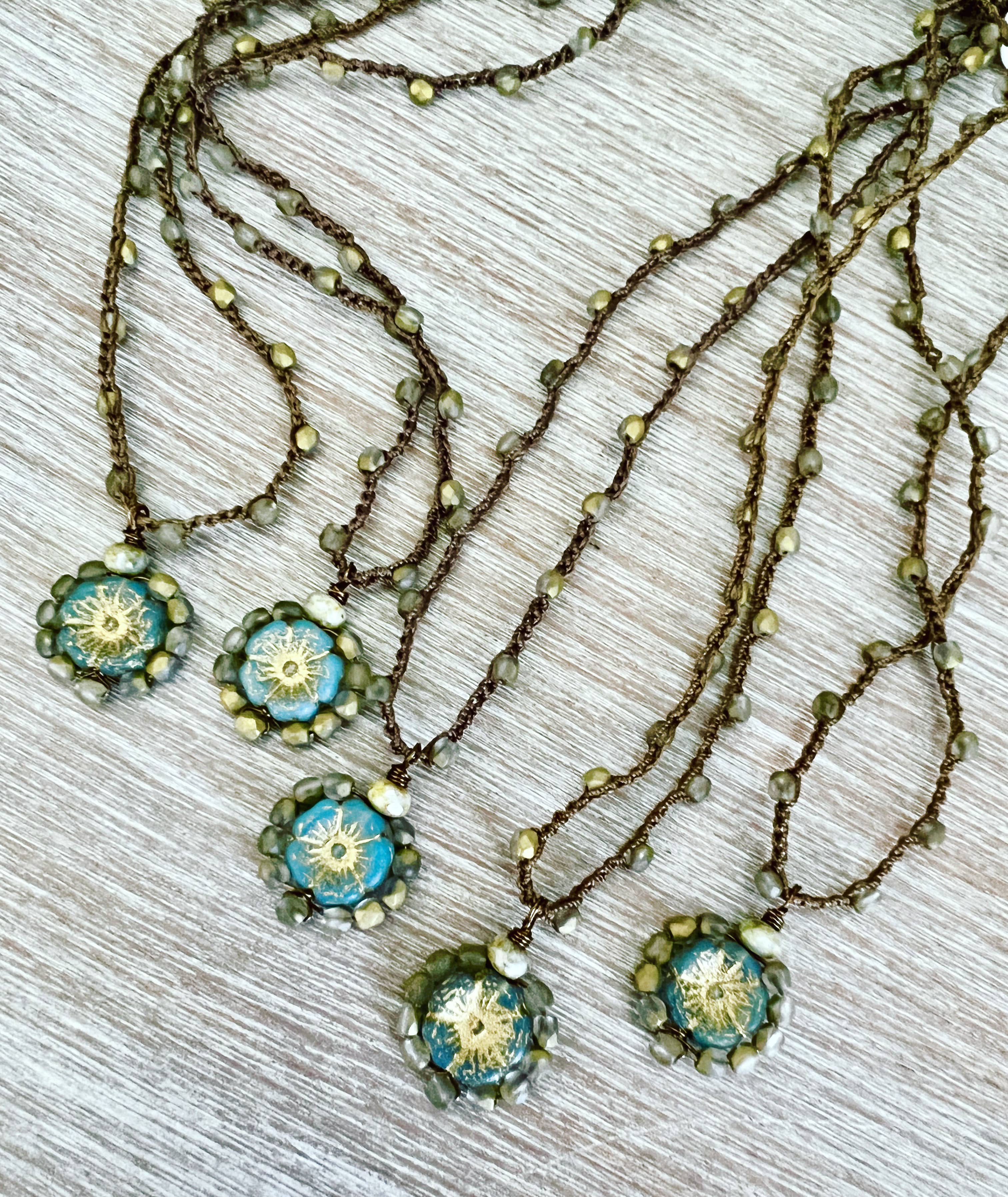 Dainty Denim Pressed Glass Flower Earrings