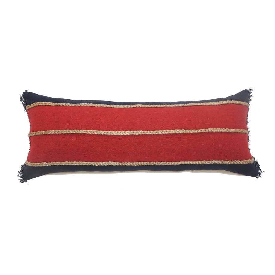 Americana Striped Throw Pillow with Jute Braiding