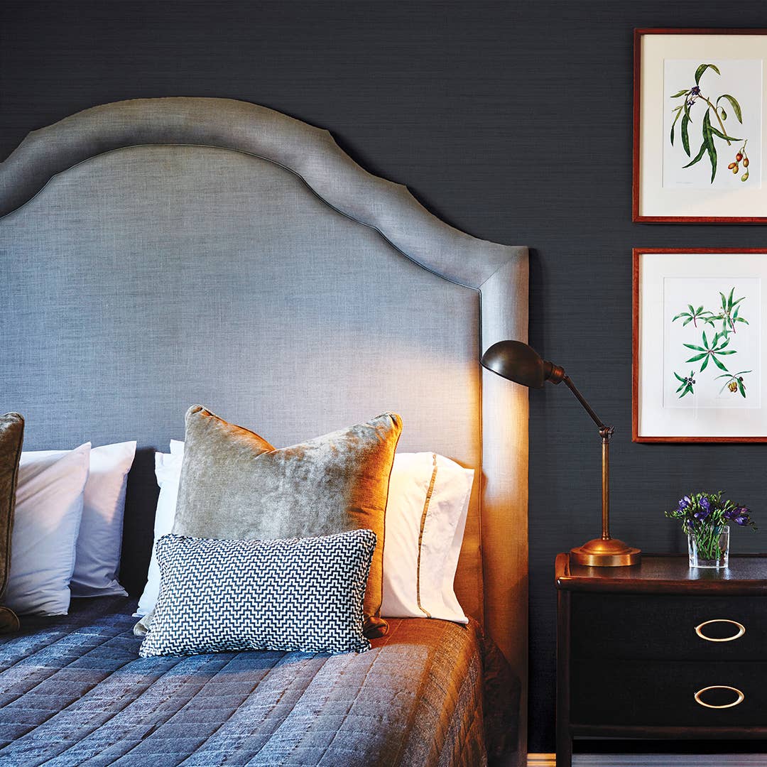 Horizontal Grasscloth Navy P&S Wallpaper, 28 sq. ft.