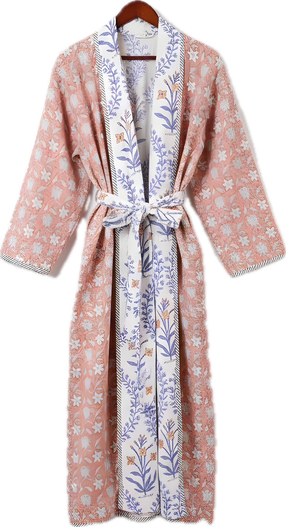 Reversible Handcrafted Quilted Ivory Blossom Robe