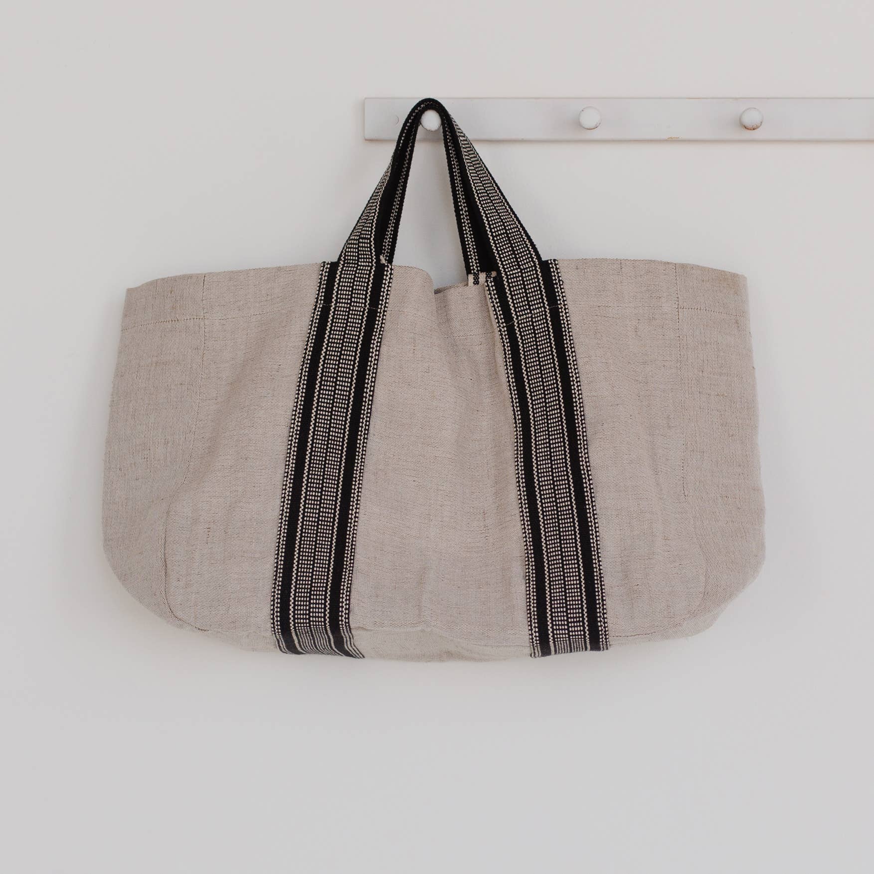 Shoulder Bag, jute / Belleville Tote Dual Handle Black