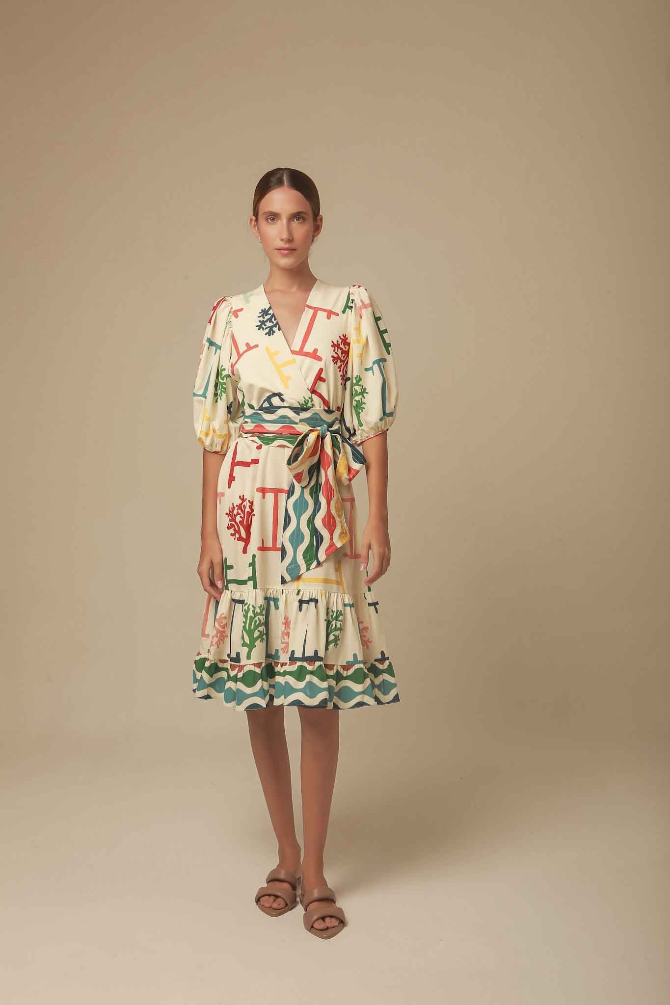 Cream Geometrical Mini Dress
