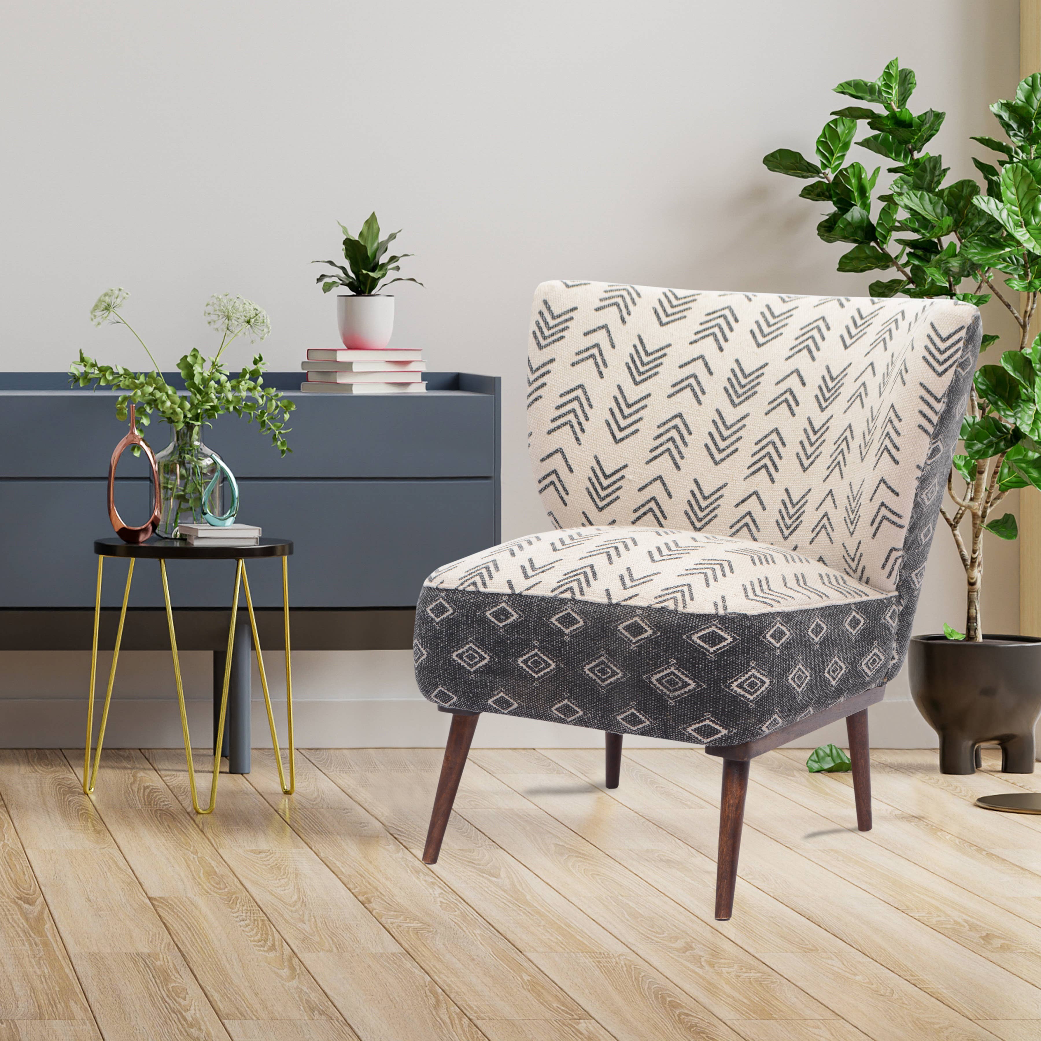 Farmhouse Handmade Cream/Charcoal Organic Cotton Chair