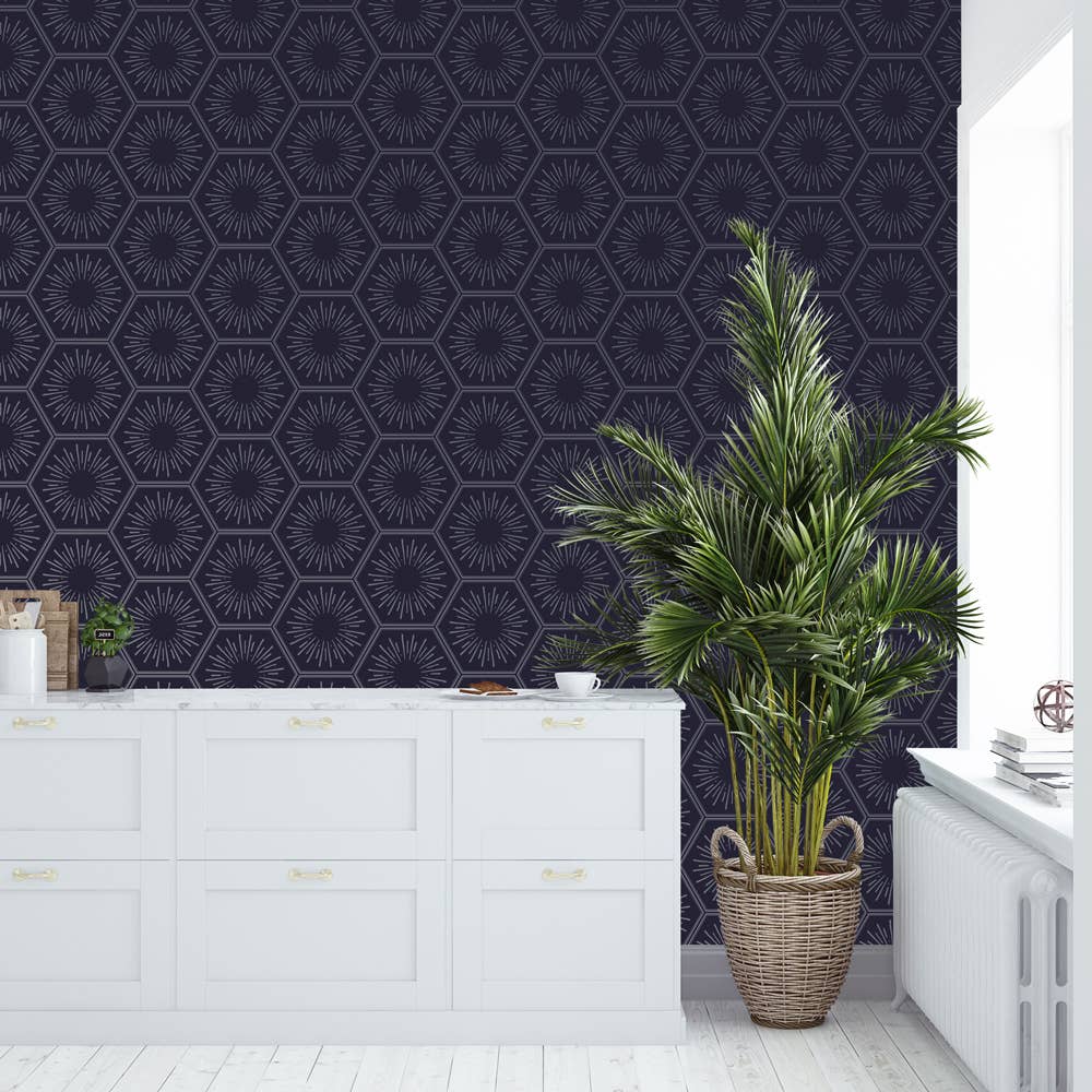 Hello Sunshine Royal Blue P&S Wallpaper, 28 sq. ft.