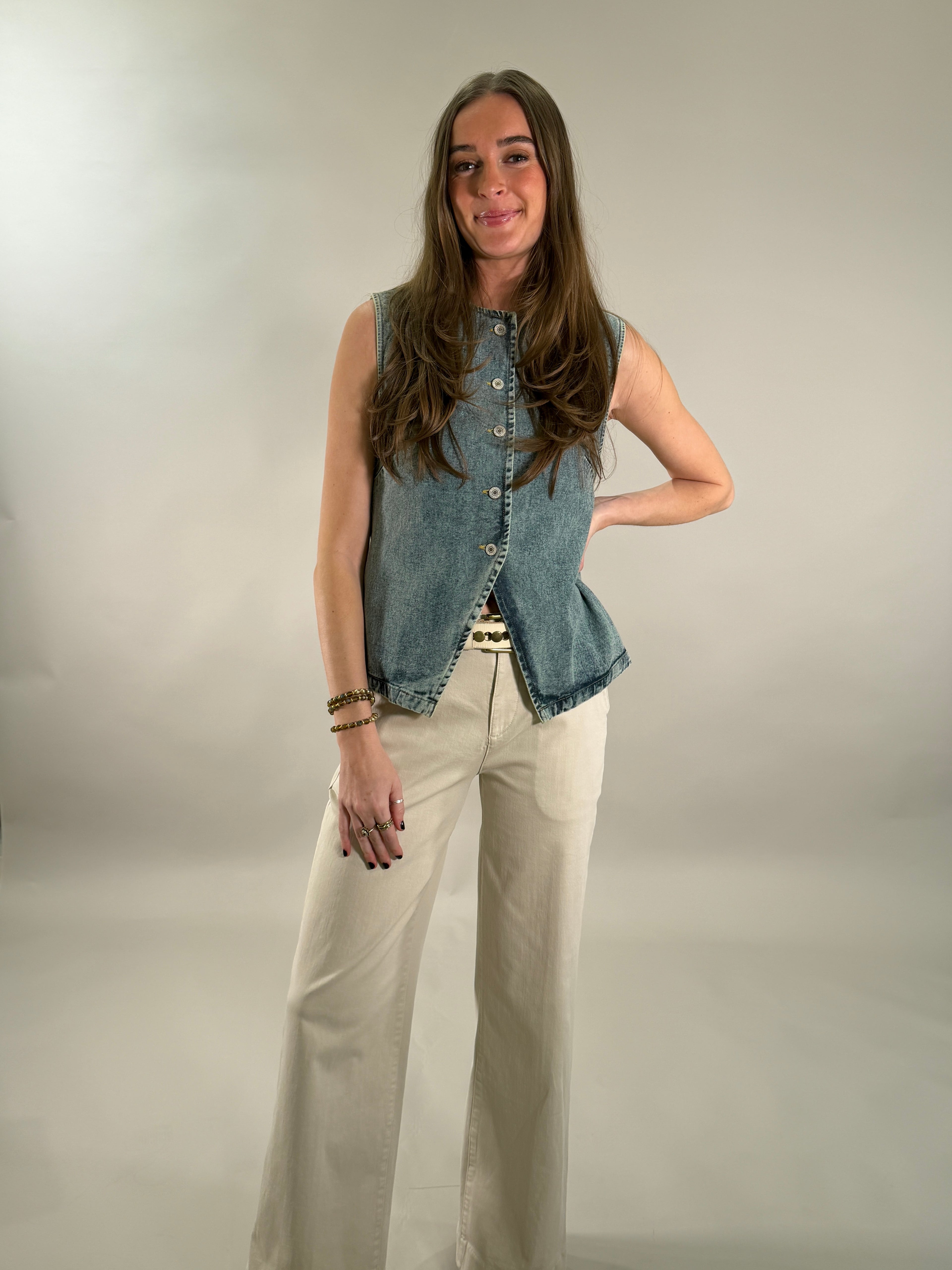 Vintage-Wash Denim Vest