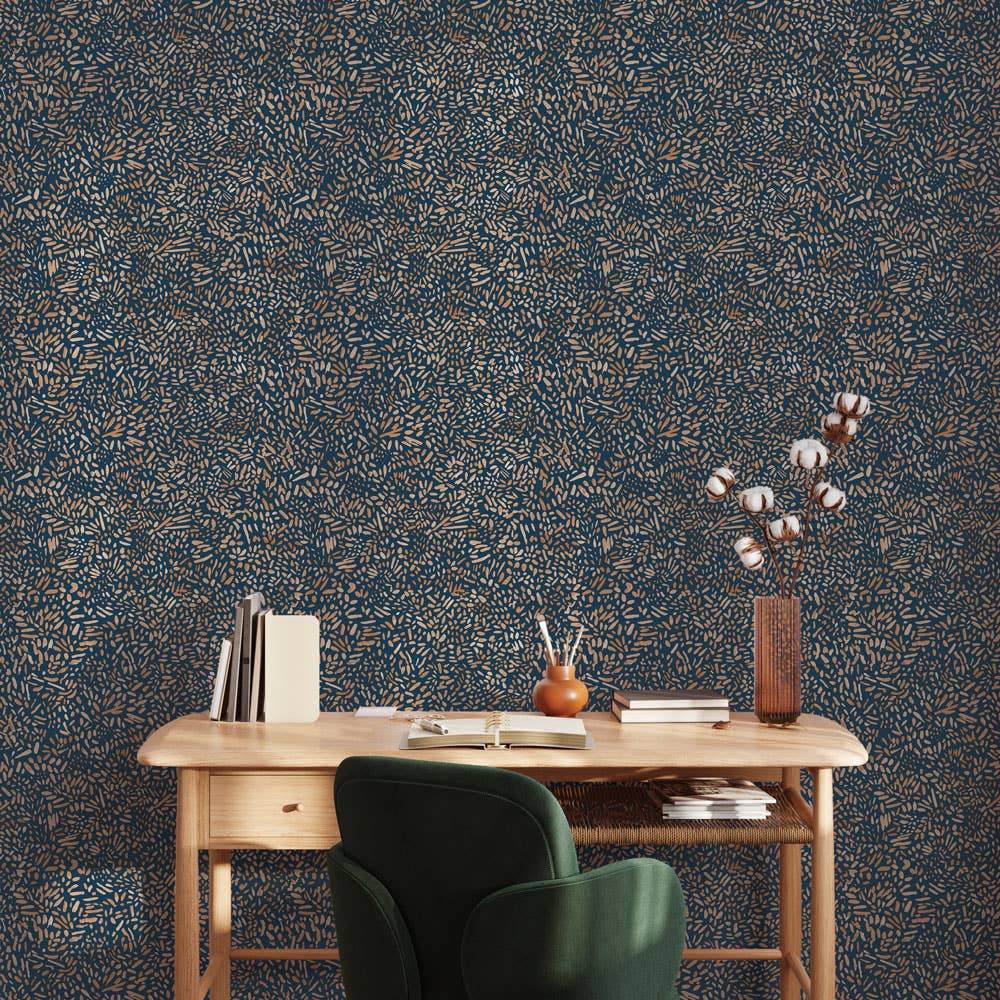 Brushstroke Garden Navy Peel and Stick Wallpaper, 28 sq. ft.